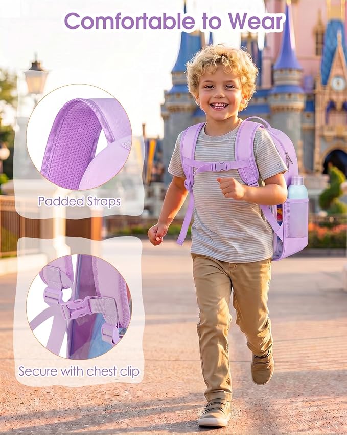 Soimeat Clear Backpack for Girls Boys - Kids Clear Bookbag - Fabric & PVC Transparent Backpacks for Elementary School, Purple