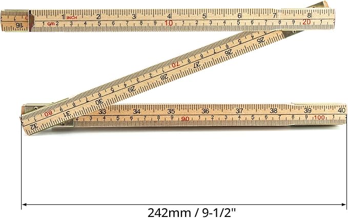 QWORK Folding Wood Rule, 2 Pack, 6FT 6 Inch Foldable Ruler with US and Metric Measurements for Carpenters