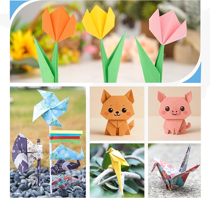 AluAbi Japanese Origami Paper Kit,100 Sheets Japanese Patterns & 400 Sheets Double Sided Color Origami Paper,DIY Arts Crafts Scrapbook Folding Paper Set for Kids Ages 5-8 8-12,Gift for Kids Boys Girls