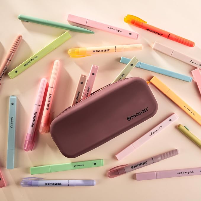 DIVERSEBEE Soft Silicone Pencil Case, Pencil Pouch with Zipper (Grape) | Aesthetic Pen Bag for School, Bible Study Journaling Supplies and Accessories, Cute Pencil Organizer