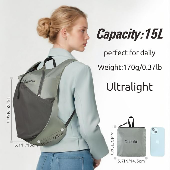 Ultra Lightweight Foldable Backpack,Water Resistant Small Packable Hiking Daypack Outdoor Camping Travel Bag