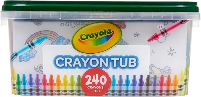 Crayola Crayon Tub (240ct), Bulk Crayons for Kids, Spring Craft Supplies, Classroom Coloring Gifts for Kids & Toddlers, Ages 3+ [Amazon Exclusive]