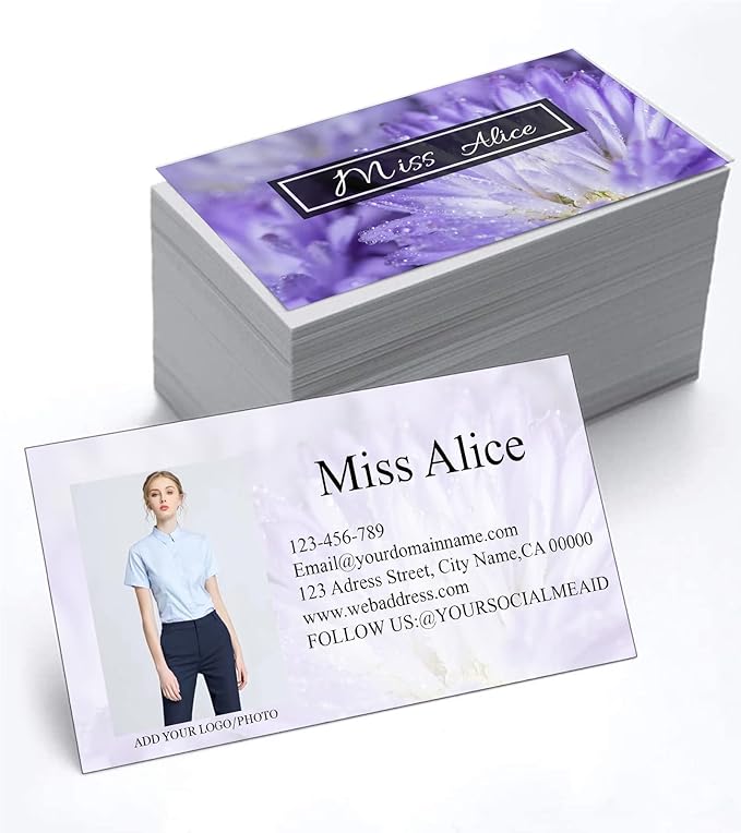 Customized Name Cards 500 PCS, Customized Design with Picture Texture All Business Designs cards No Additional Charge (Color-F)