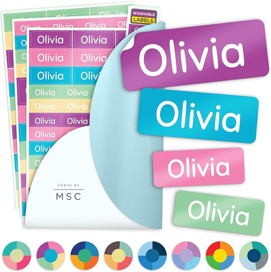 Personalized Daycare Name Washable Labels for Kids, (140 Pack) Waterproof Custom Name Stickers for Clothing Tags, Lunch Boxes and School Supplies, Made in USA by MSC -Dream