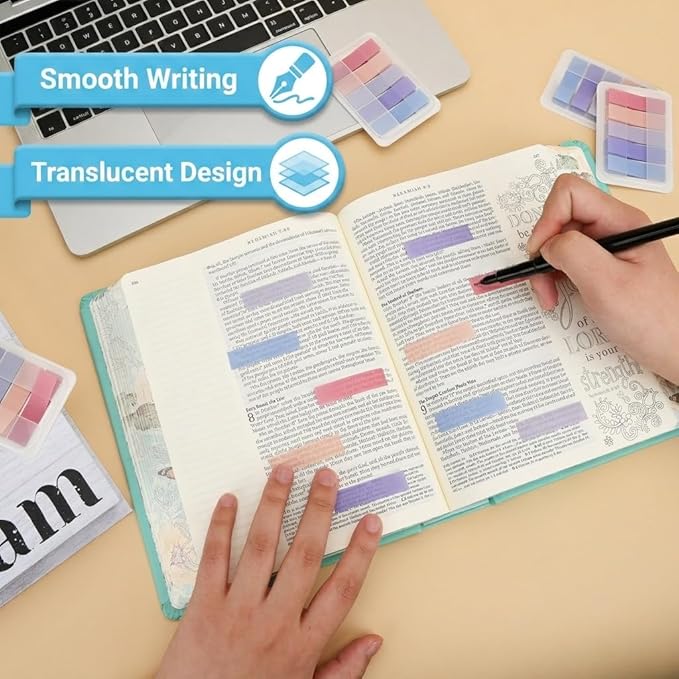 Mr. Pen- Transparent Sticky Notes Tabs, 600 pcs, Transparent Pop Up Writable Colored Book Index Tab, File Flags, Self Adhesive Divider Sticker for Notebook, Office, School, Teacher, Planner, Memo