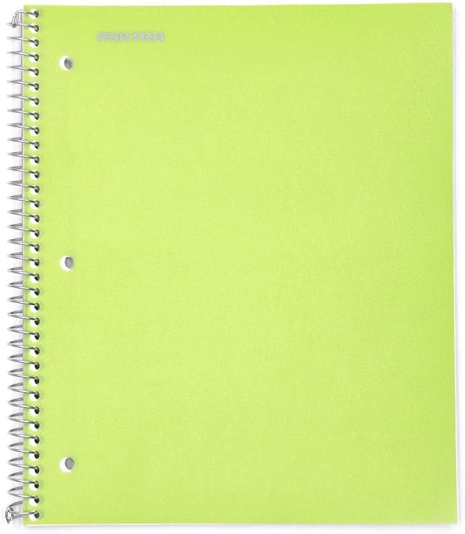 Mintra Office Durable Spiral Notebooks, 1 Subject, (Green, College Ruled 3 Pack), 100 Sheets, Poly Pocket, Moisture Resistant Cover, Strong Chipboard back, For School, Office, Business