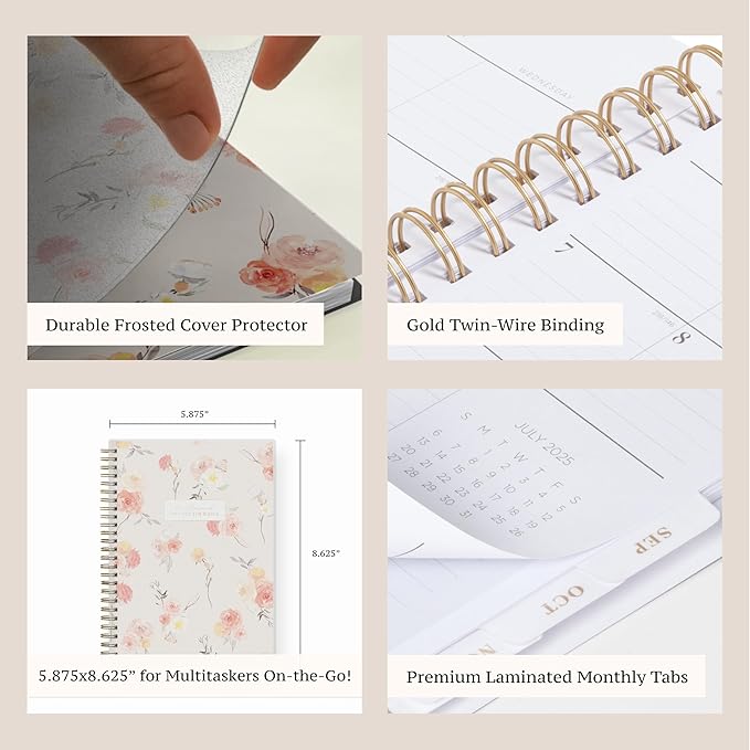 Blue Sky Life Note It 2025-2026 Academic Year Weekly and Monthly Planner, July 2025 - June 2026, 5.875" x 8.625", Frosted Cover, Laminated Tabs, Wirebound, Storage Pocket, Hannah