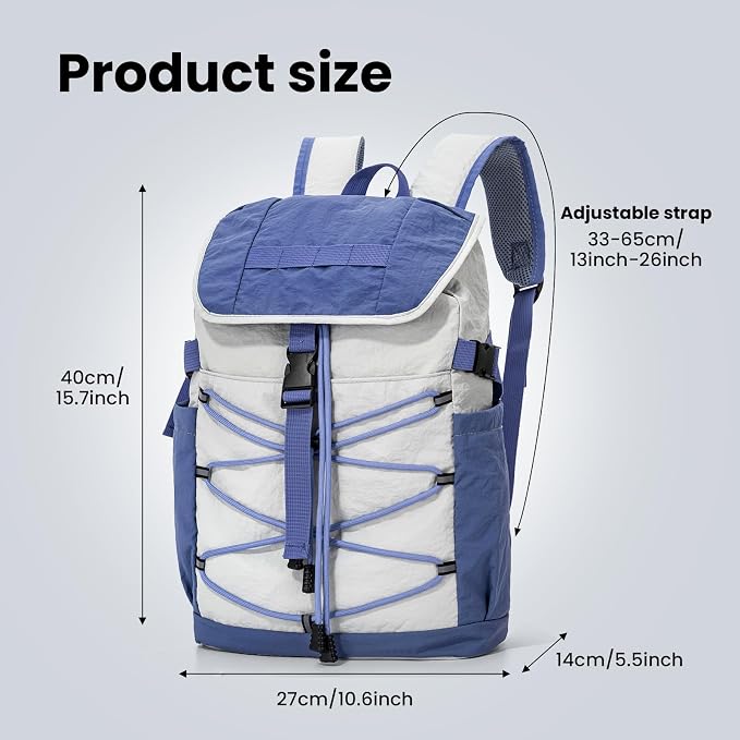 Travel Backpack for Women Men, 15L Lightweight Laptop Daypack with Multiple Pockets for Tourist, Daily bag for Girls & Boys, Casual Packable Bagpack for Hiking