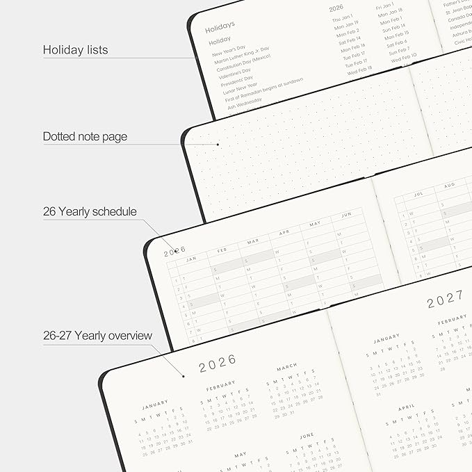 And Per Se 2026 Planner, 15 Months Hardcover Daily, Weekly & Monthly Planner, A5 size, 100GSM Thick Paper, Back Pocket, 5.7" x 8"(Black)