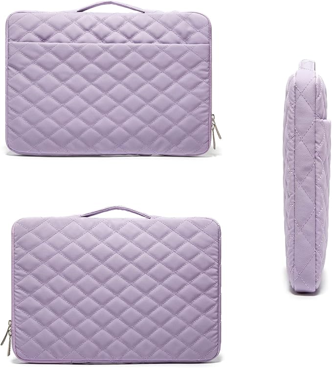 Kinmac 360° Heavy Duty Protective Laptop Computer Sleeve case Bag Cover with Handle for MacBook Pro 14 inch,14 inch-14.4 inch HP Lenovo Dell ASUS Acer Laptop (Purple Embroidery)
