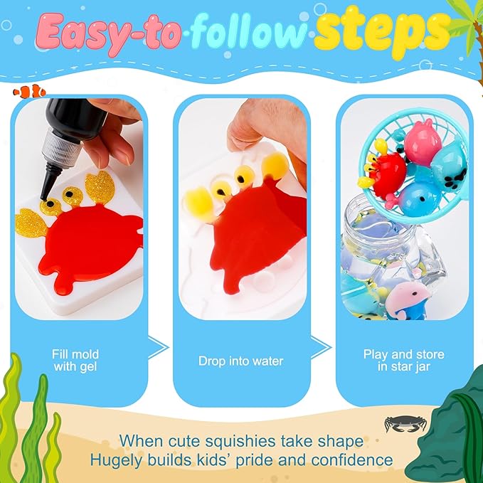 Teexpert Magic Water Elf Toy Kit – Art and Crafts for Kids Girls Boys Ages 3 4 5 6 7 8 9 10 11 12 - DIY Craft Toy Birthday to Make Aqua Fairy Squishy Water Pets