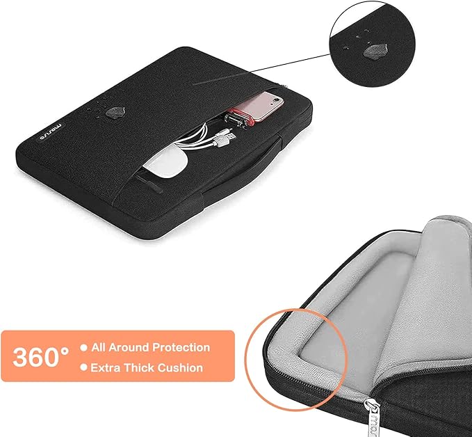 MOSISO 360 Protective Laptop Sleeve Compatible with MacBook Air/Pro, 13-13.3 inch Notebook, Compatible with MacBook Pro 14 inch M4 M3 M2 M1 Pro Max 2024-2021, Polyester Bag with Belt, Black