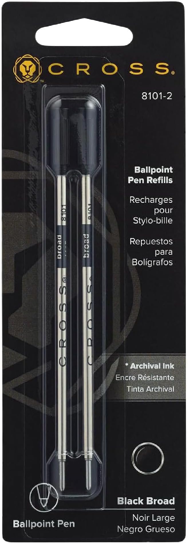 Cross Ballpoint Pen Refill - Refill for Consistent Ink Flow - Quick-Drying - Black - Broad - 2Pack