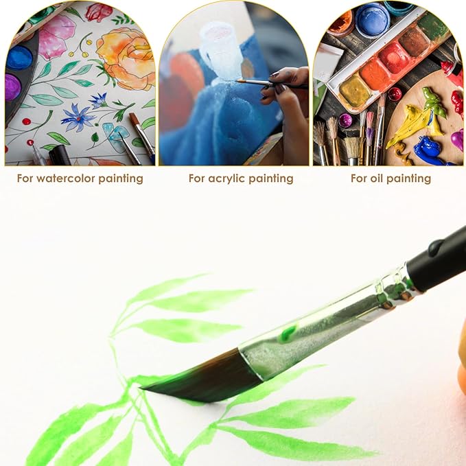 GACDR Dagger Striper Brush Set - 4 PCS Premium Watercolor Pinstriping Brushes Set with Korean Nylon Hair for Detail, Fine Lines, Acrylic, Ink, Gouache