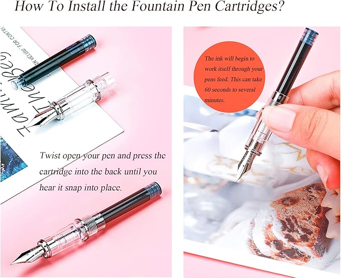 Ink Cartridges for Hongdian Fountain Pen, Set of 35 Pen Refills Ink Cartridges, 3.4 mm Bore Diameter, Brown