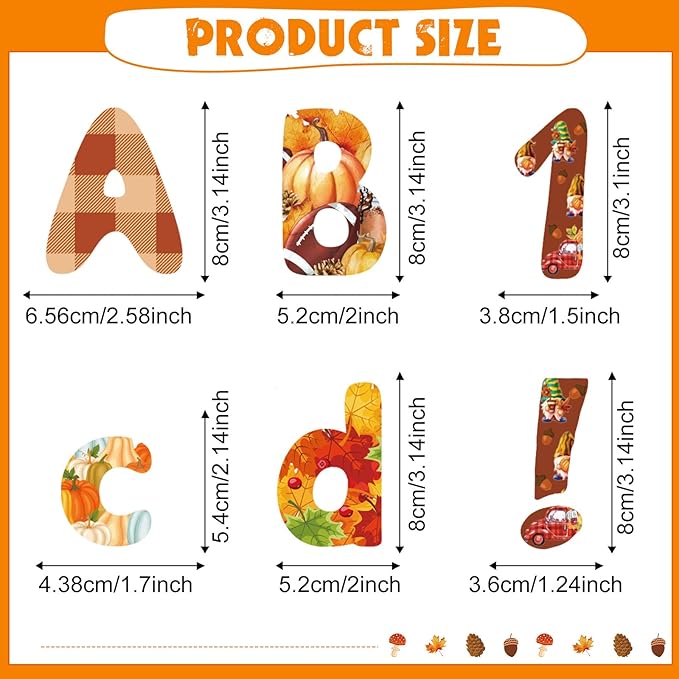 221 Pcs Fall Thanksgiving Bulletin Board Letters Round Alphabet Number Punctuation Symbol Combo Letter Cutouts Autumn Classroom Decoration for Thanksgiving Fall School Chalkboard Poster Board