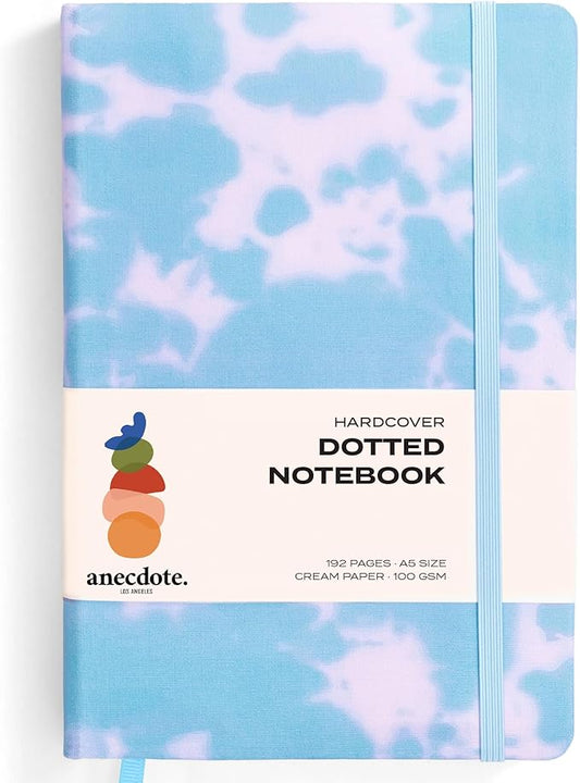ANECDOTE. Dotted Journal Notebook, 192 Pages, A5 size: 8.3" x 5.4", Thick 100 GSM Paper, Dotted, Hardcover. Journal for Women and Men, Perfect Notebook for School, Work and Travel (Tie Dye)