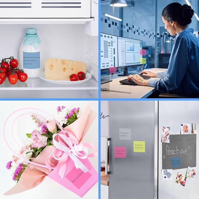 200 Sheets Transparent Sticky Notes Clear Sticky Notes See Through Sticky Notes 3x3 Inch Clear Note Pads Waterproof Translucent Post It Notes for Books Annotation Office School Supplies (4 Colors)