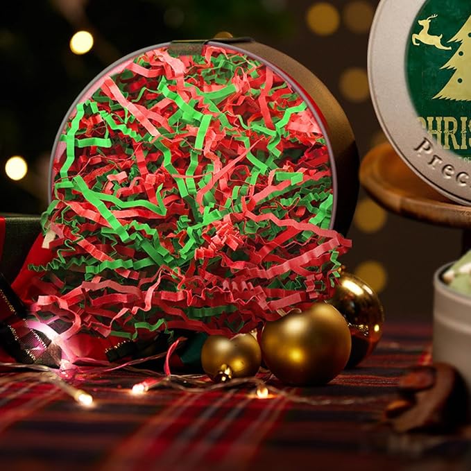Uptotop 5oz Crinkle Cut Paper Shred Filler for Gift Wrapping, Gift Basket Filling, Perfect for Birthday, Christmas, Thanksgiving, Halloween, Easter, Valentine's Day, Mother's Day, Father's Day, Wedding & Holiday Decor, Red and Green (5 oz)