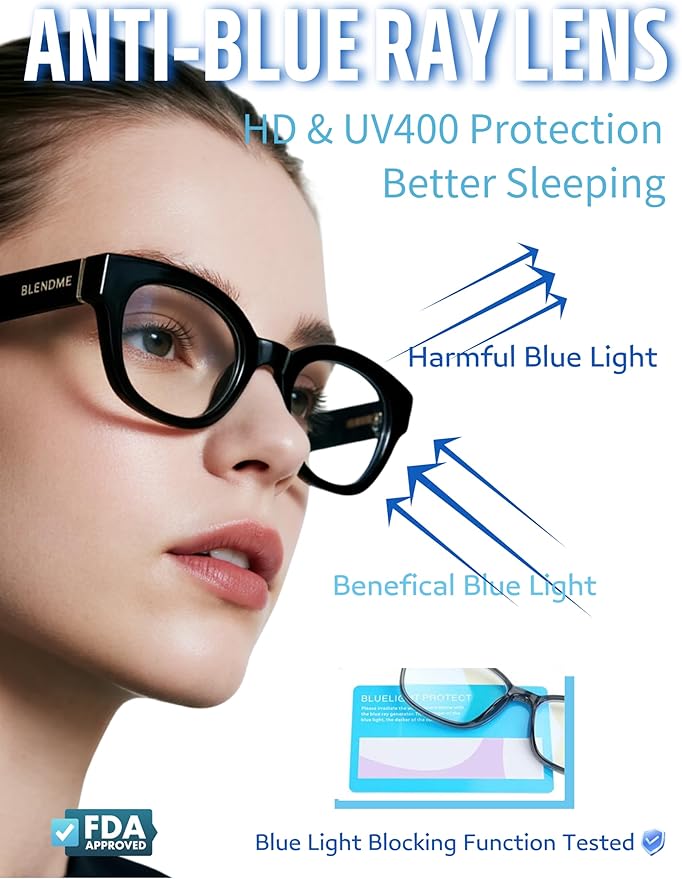 Ultralight Cat Eye Blue Light Glasses for Woman Anti Glare Reduce Eyestrain Gaming/Computer/Screen