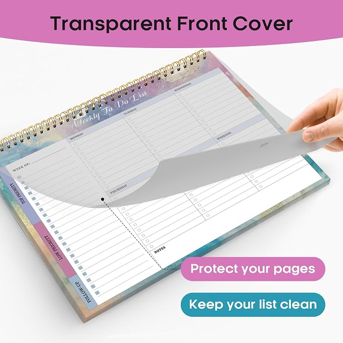 Weekly To Do List Notepad with 52 Undated Sheets（8.5"×11"）- Weekly Desk Planner for Women & Man, Work and Home - Gilded Elegance