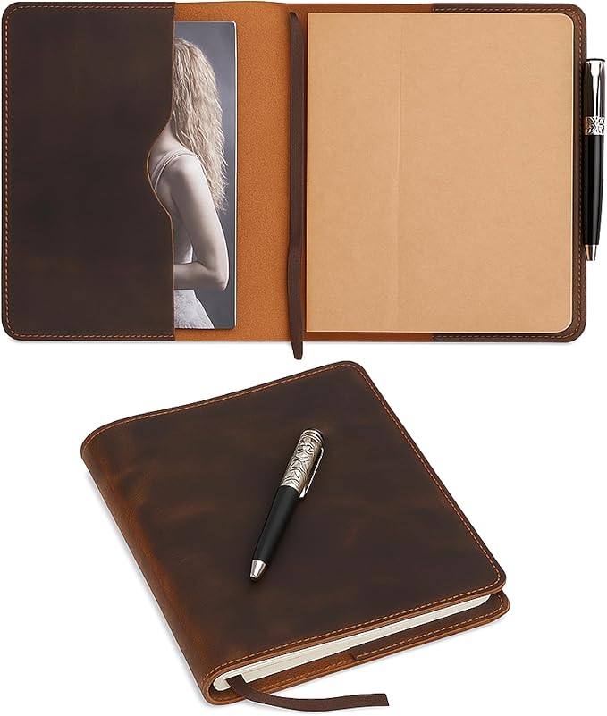 XL Leather Journal Cover 7.5 x 9.5 Inch – Refillable Genuine Leather Notebook Cover for Composition Notebook, Planner & Diary – Handmade Protective Travel Writing Case, Brown