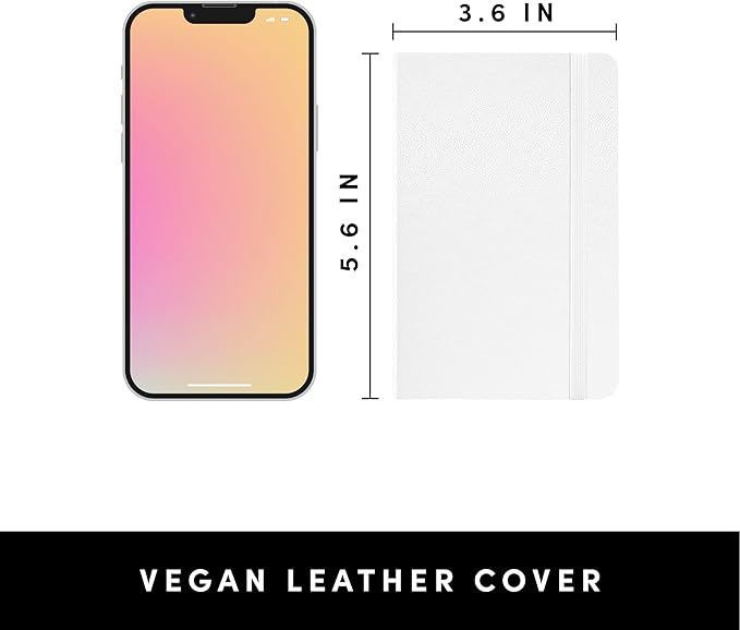 PAPERAGE Lined Pocket Journal Notebook, 1 Pack, (White), 160 Pages, Small, 3.6 inches x 5.6 inches - 100 GSM Thick Paper, Hardcover