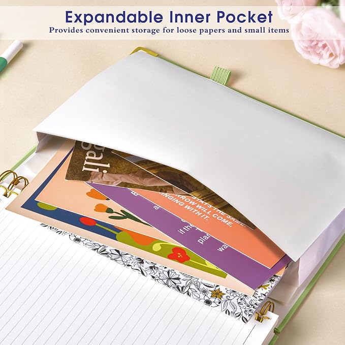 Hardcover Spiral Notebooks for Work, 5 Subject Notebook College Ruled with Dividers Tabs, Lined Organizer Notebook Journal for women, 8"x10" Large B5 Notebooks for School Note taking, 240 Pages Purple