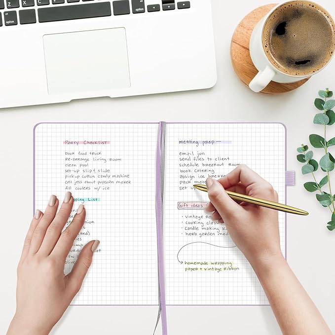 &And Per Se Graph Notebook, 5mm Grid, A5 Hardcover, 160 Pages 100gsm Thick Paper, Grid Journal for Diagrams, Wireframes, CAD Sketches (Lavender)