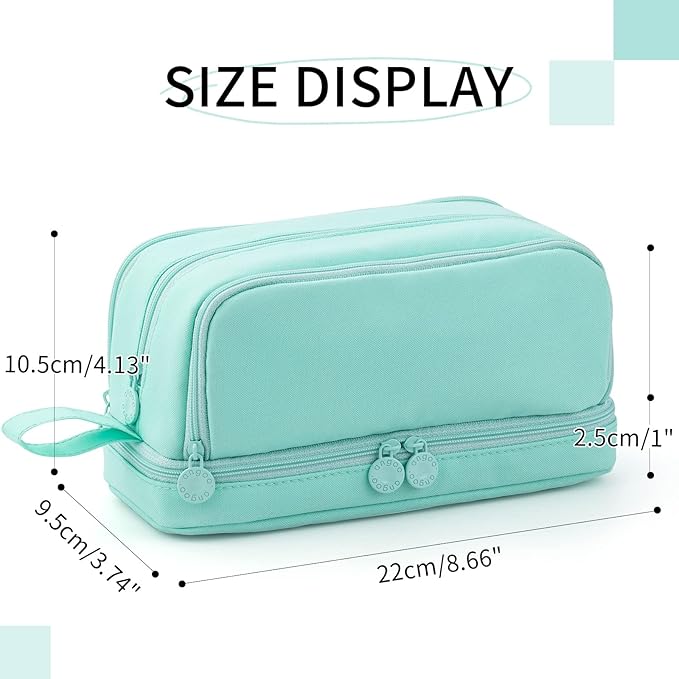 CICIMELON Large Capacity Pen Pencil Case with 4 Compartments, Multi-Slot Pencil Pouch Bag Aesthetic School Supplies Organizer for Teens Adults (Mint Green)