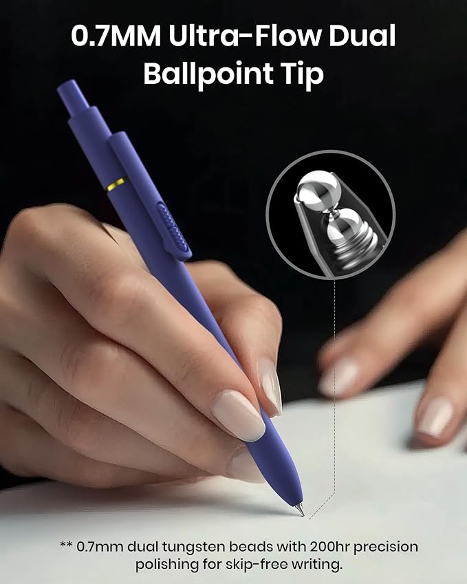 Hiacry 8 Pcs Gel Pens, Quick-Dry Long Lasting Black Ink-0.7 MM Fine Point | Smooth Writing Fidget Pens, Stress Relief, No Smear, No Bleed, Journaling, Note Taking,Work, School,Office, Students & Adults