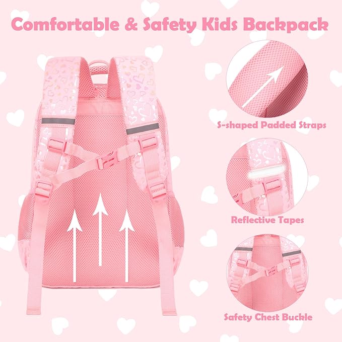 Kimwadalh School Backpack for Girls, Backpack with Lunch Box Pencil Case for Preschool Elementary High School Girls Boys
