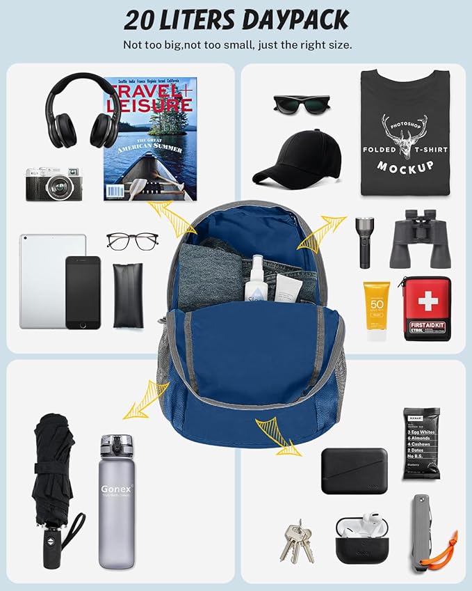 Gonex Ultra Lightweight Packable Backpack Daypack Handy Foldable Camping Outdoor Travel Cycling Backpacking