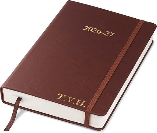 Wykeham's Executive 2026-27 Daily Journal Planner – Customization Available – Mid-Year Academic Diary – July 2026 to June 2027 (Personalized Conker, 8.5"×5.5")