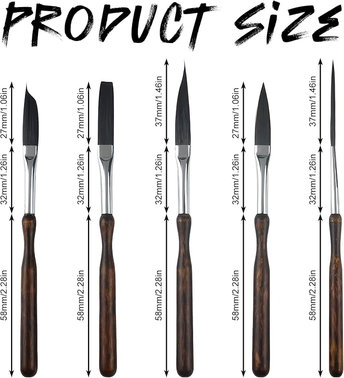 5 Pcs Pinstriping Brush Long Liner Brush Scroll Sword Dagger Striper Professional Travel Art Paintbrushes Paint Brushes High Performance Striping Brushes