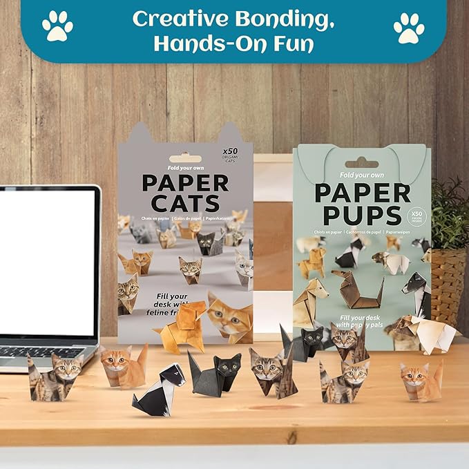 2Pcs Paper Cats Origami Kit, DIY Papers Cats and Dogs, Creative Paper Origami Cats Kit Suitable for Sports Enthusiasts and Fashion Accessories