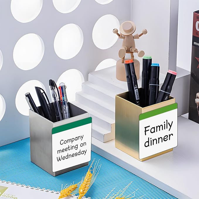 18 Packs, Washable Magnetic Dry Erase Board Labels, 3" x 3" Bangs Design Magnets White Board Notes, Sticky on Fridge, Locker, Cabinet, Door - Office & Classroom Whiteboard Accessories Supplies
