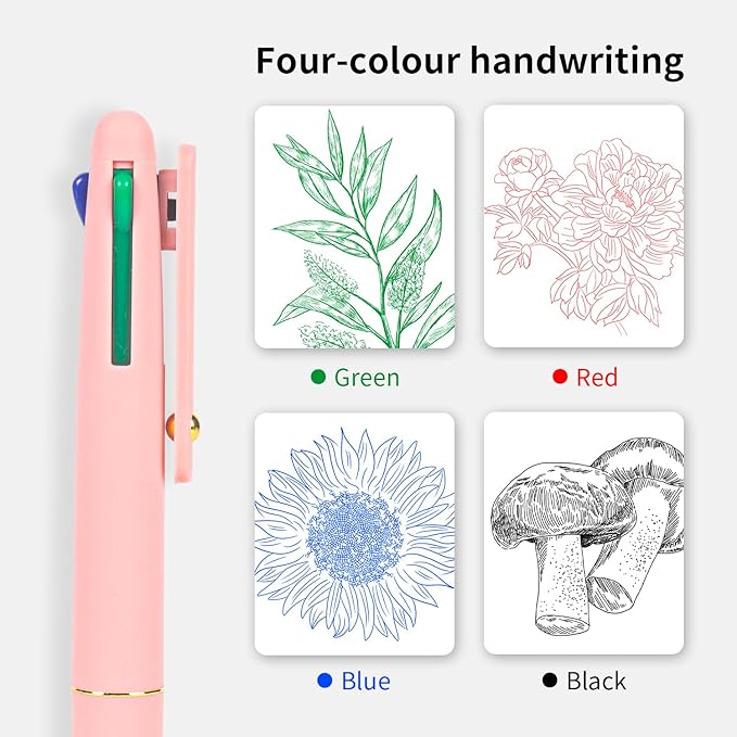 Ddaowanx Multicolor Pens, 4-in-1 Colored Ballpoint Pen 0.5mm Fine Point Smooth Writing,Nurse Accessories for Work,Gifts for Teen Girls,6-Count