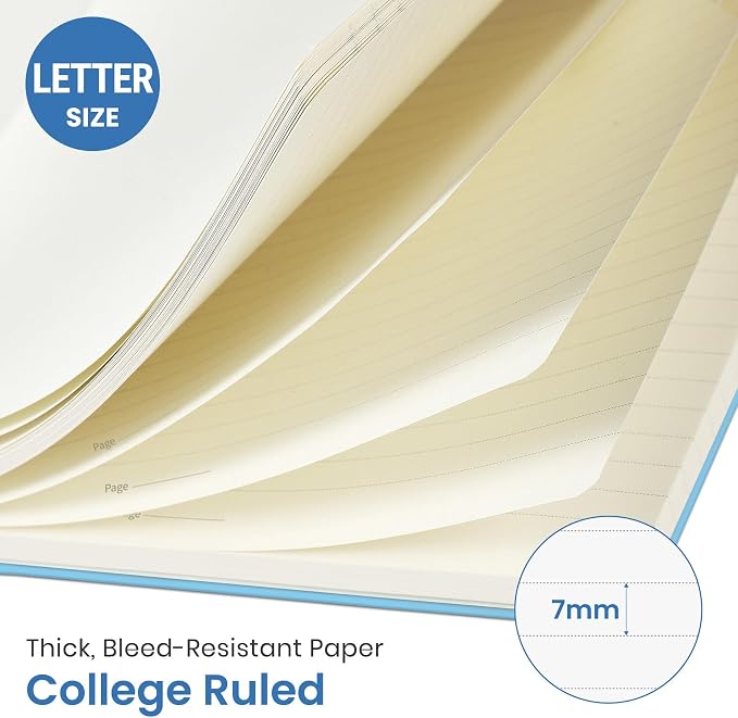 Taja Large Spiral Lined Journal for Women and Men, Notebook for Work