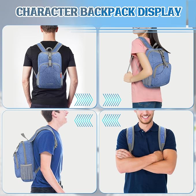 ZOMAKE Lightweight Packable Backpack, 10L Small Foldable Daypack for Hiking | Water Resistant Collapsible Backpacks for Women Men, Everyday Carry, Multi Compartment Storage,Adjustable Strap(Dark Blue A4)
