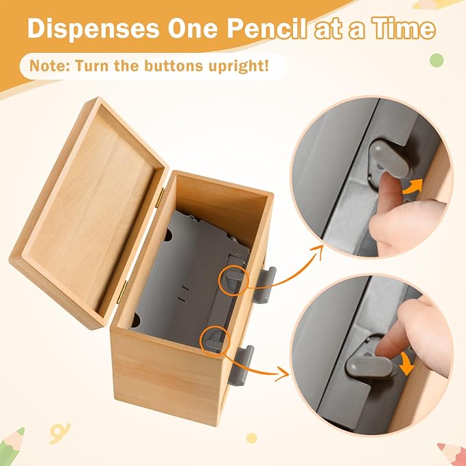 Aigybobo Pencil Dispenser for Classroom, Wooden Desk Pencil Holder (Wood) | Teacher Must Haves, Classroom Organization, Wooden Dispenser for Pencils or Straws, for Offices, Kitchens, Restaurants