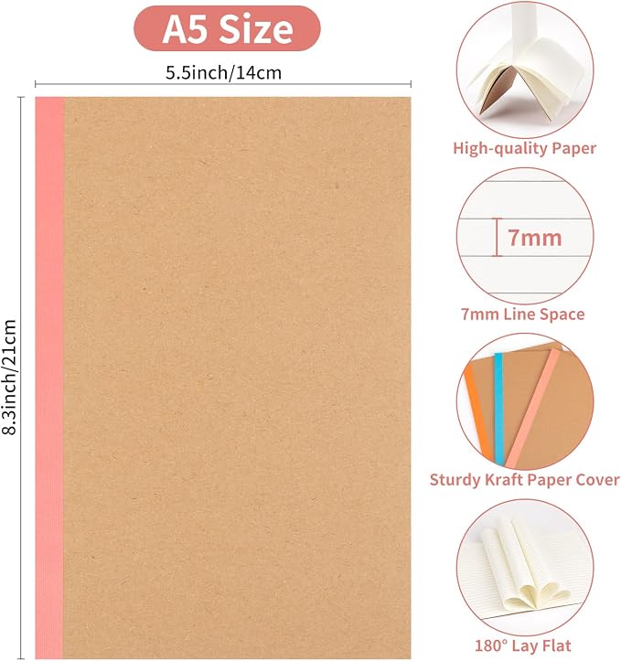 30Pack Lined Notebook Journals Bulk, A5 College Ruled Composition Notebook