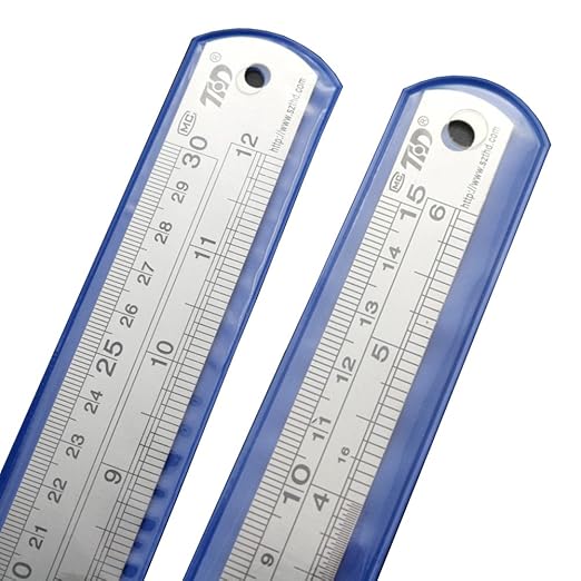 ZZTX Heavy Duty Stainless Steel Ruler Set 12 Inch (30 CM) + 6 Inch (15 CM) Metal Rulers Kit - Perfect Straight Edge for Easy Measurements