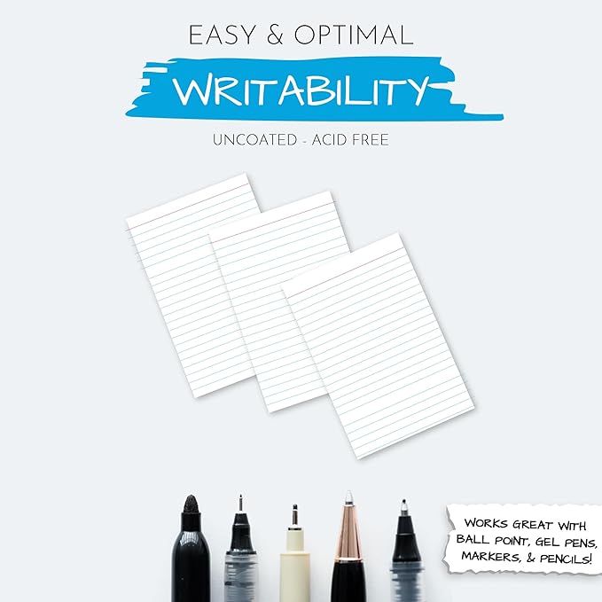 Home Advantage Vertically Ruled White Mini Index Cards, Note Cards (4x6)