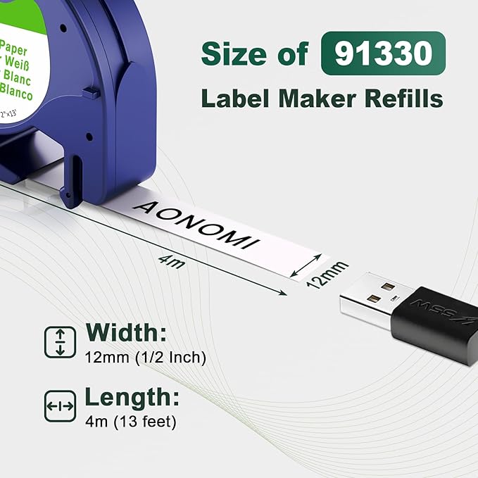 Paper White Tape Replacement for Dymo Letratag Refills 1/2'' Compatible with Dymo Label Maker Refills 1/2 x 13 for Letra Tag LT-100T LT-100H 200B QX50 XR XM 2000, 3-Pack White Paper Tape Set