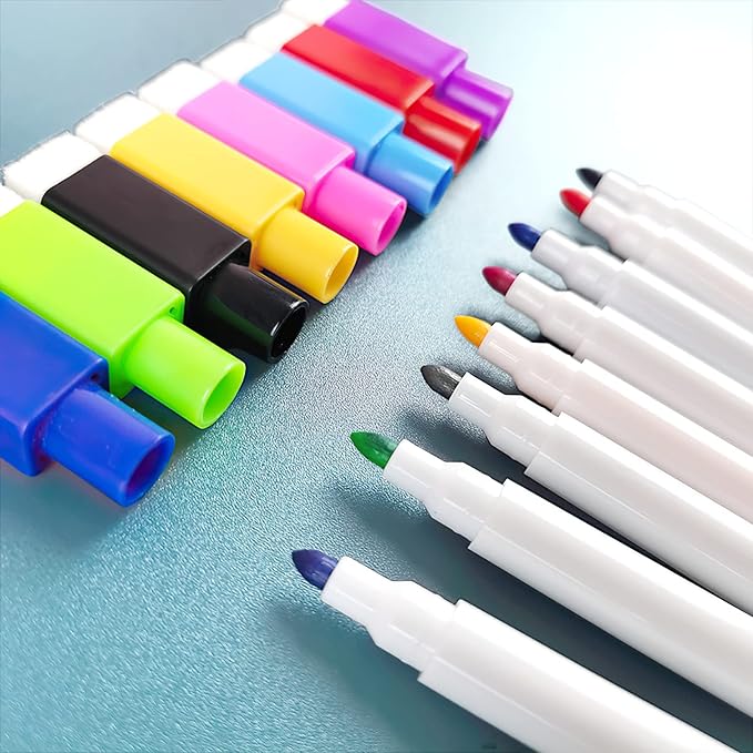 50 Pcs Colorful Magnetic Dry Erase Markers with Eraser Cap, White Board Mini Dry Erase Markers Bulk, Fine Point Tip White Board Markers for Teachers Office School Supplies