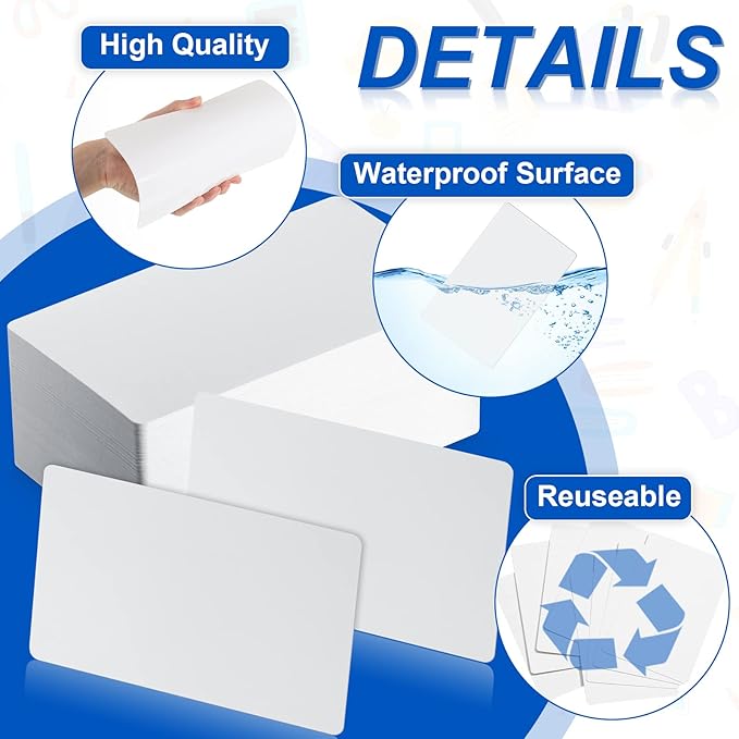 Harloon 100 Pcs Dry Erase Index Cards 5 x 8 Inch Laminated Reusable Dry Erase Note Cards Sheets for Office Home Housework to Do List(White)