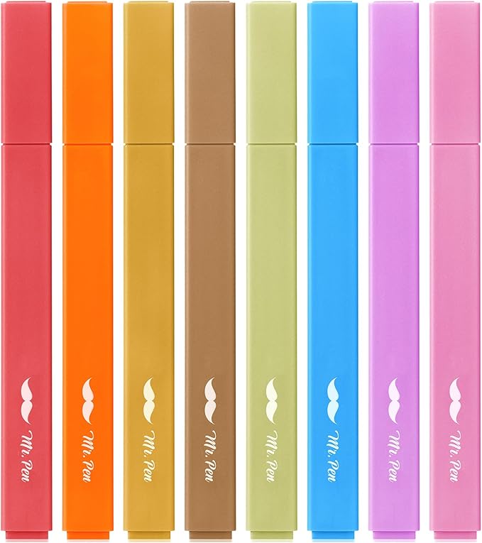 Mr. Pen- Aesthetic Highlighters No Bleed, 8 Pack, Warm Colors, Chisel Tip, Cute Highlighters Assorted Colors for Journaling, Highlighting, Underlining, Fast Dry, Back to School Supplies