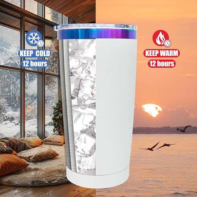 20 oz Tumbler Bulk 8 Pack Stainless Steel Tumblers with Lids and Straws, Double Wall Vacuum Insulated Travel Coffee Mug for Laser Engrave, Powder Coated Cups for Hot and Cold Drinks (White,8 pack)