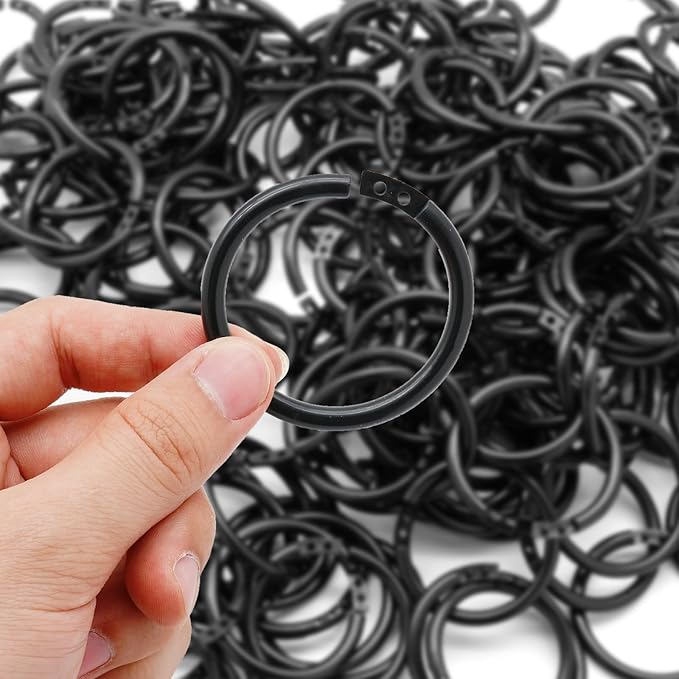 210 Pcs 1-1/2 Inch Plastic Binder Rings, Loose Leaf Binder Book Rings, Black Index Card Rings Binder Clip Rings for Flash Cards, Key Rings, Index Cards, Paper (40mm)